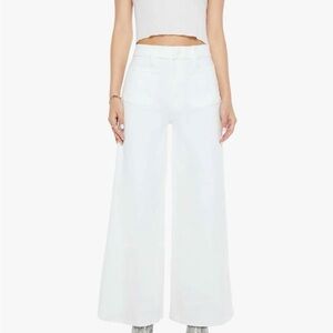 MOTHER Lil Patch Pocket Undercover Sneak Wide Leg Jeans White 25